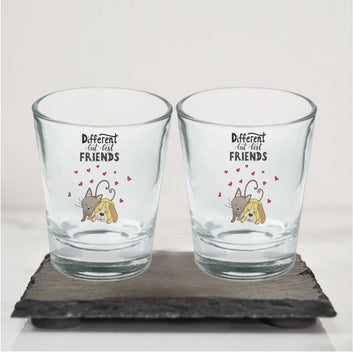 Chillaao Different but friends Clear Shot Glass