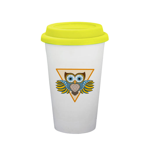 Chillaao Decorative Owl With Triangle Tumbler Yellow Lid