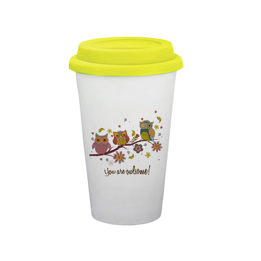 Chillaao You Are Owl some Ceramic Tumbler Yellow Lid