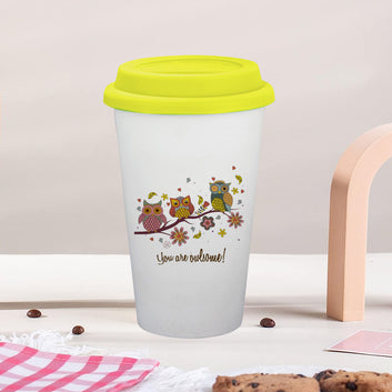 Chillaao You Are Owl some Ceramic Tumbler Yellow Lid