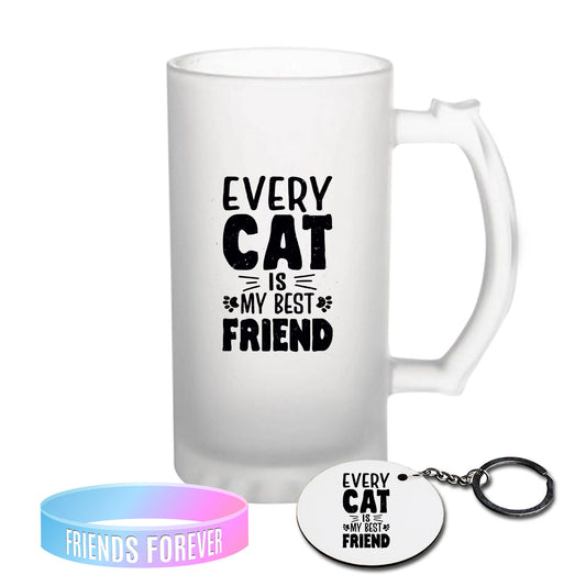 Chillaao Every Cat Is my Best Friends Frosted Beer Mug