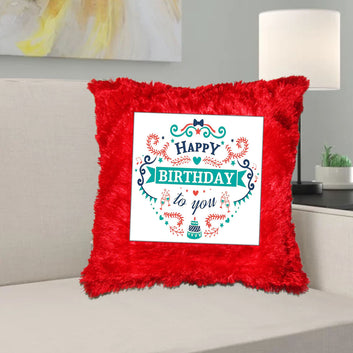 Chillaao Happy Birthday To You Fur Pillow