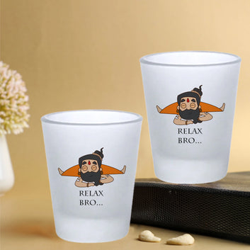 Chillaao Relax Bro Frosted  Shot Glass Set Of 2