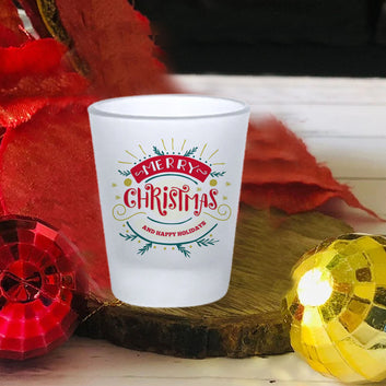 Chillaao Merry  Christmas and Happy Holiday Short Glass