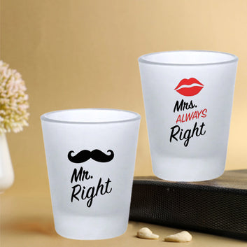 Chill-aao Mr & Mrs Clear Shot Glass - Set Of 2