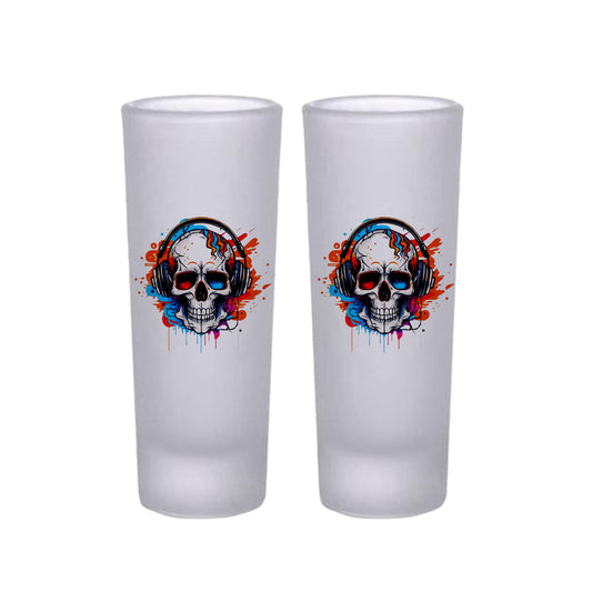 Frosted Shooter Glasses Design -Skull With Headphone