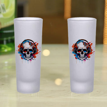 Frosted Shooter Glasses Design -Skull With Headphone
