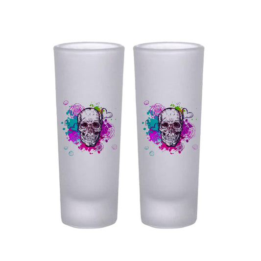 Frosted Shooter Glasses Design -Colorful Skull