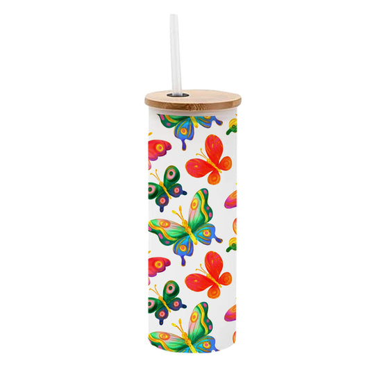 Chillaao Butterfly Pattern Frosted Skinny Tumbler