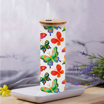Chillaao Butterfly Pattern Frosted Skinny Tumbler