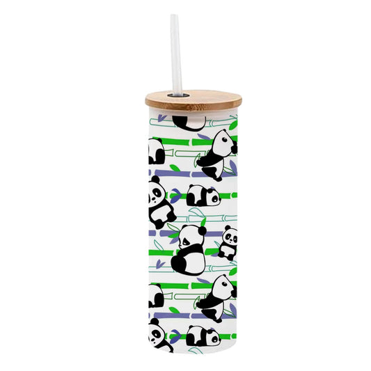 Chillaao Panda Pattern Frosted Skinny Tumbler