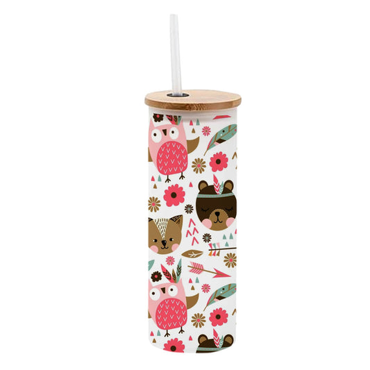 Chillaao Owl Pattern Frosted Skinny Tumbler