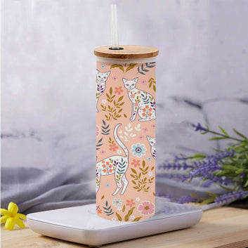 Chillaao Cat Pattern Frosted Skinny Tumbler