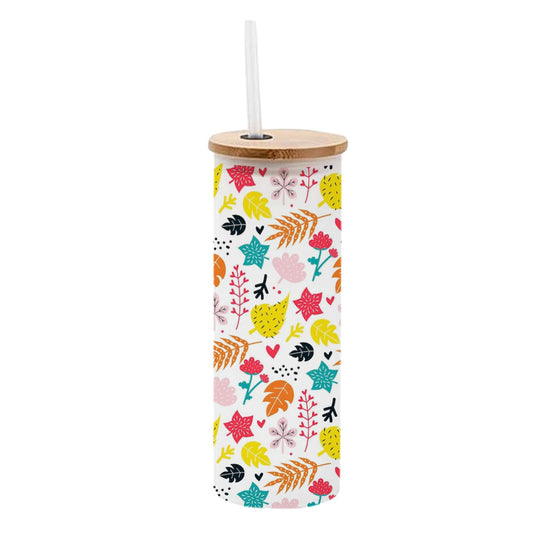Chillaao Flower Pattern Frosted Skinny Tumbler