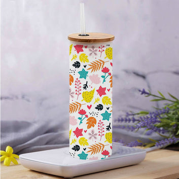 Chillaao Flower Pattern Frosted Skinny Tumbler