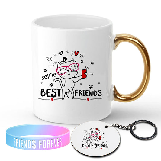 Chillaao Selfie best friend Golden Handle Mug