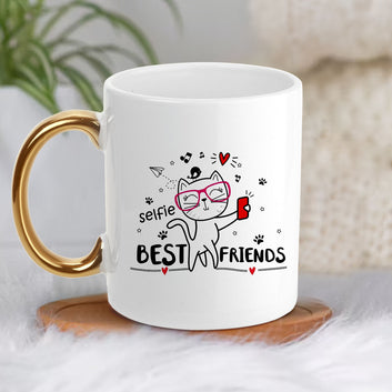 Chillaao Selfie best friend Golden Handle Mug