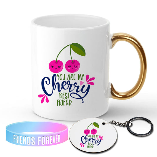 Chillaao You Are my cherry best Friend Golden Handle Mug