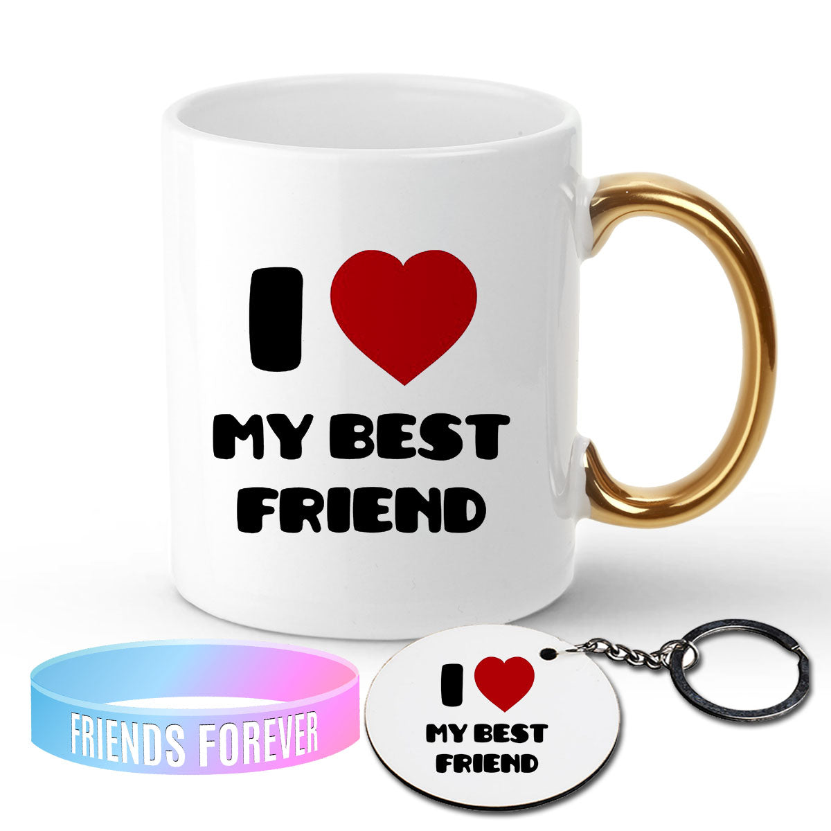 Chillaao I love my best Friend Golden Handle Mug