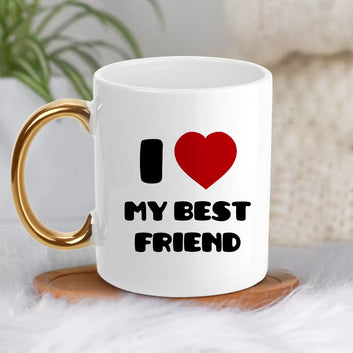 Chillaao I love my best Friend Golden Handle Mug