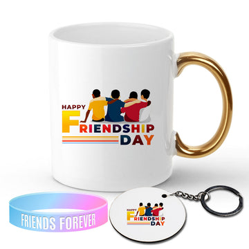 Chillaao Happy friendship Day Golden Handle Mug