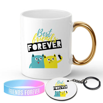 Chillaao Best Friends Forever Golden Handle Mug