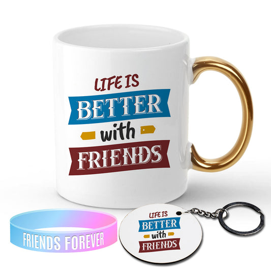 Chillaao Life is Better With Friend Golden Handle Mug