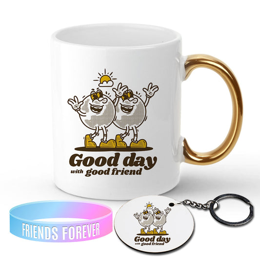 Chillaao Good Day With Good Friend Golden Handle Mug