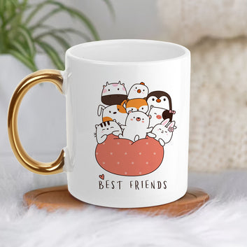 Chillaao Best Friends Forever Golden Handle Mug