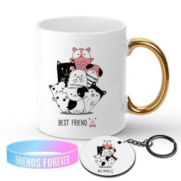 Chillaao Best Friend Golden Handle Mug