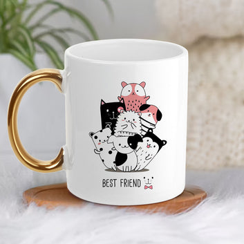 Chillaao Best Friend Golden Handle Mug