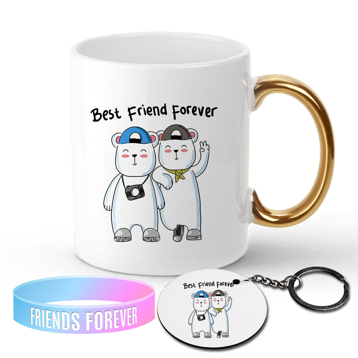 Chillaao Best Friend Forever Golden Handle Mug