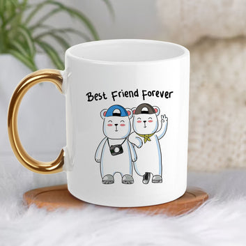 Chillaao Best Friend Forever Golden Handle Mug