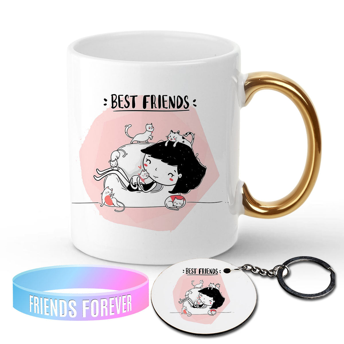 Chillaao Best Friend Golden Handle Mug