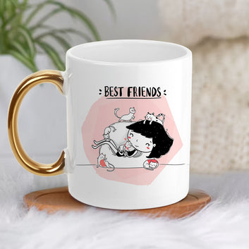 Chillaao Best Friend Golden Handle Mug