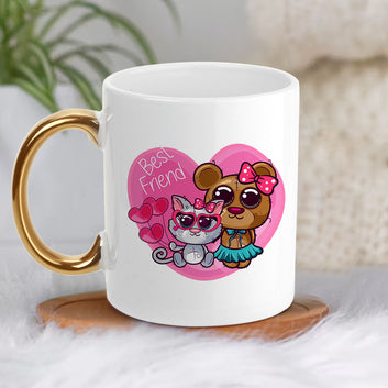 Chillaao Best Friend Golden Handle Mug