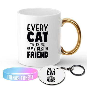 Chillaao Every Cat Is my Best Friends Golden Handle Mug