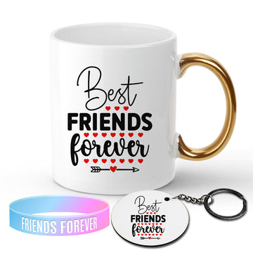 Chillaao Best Friends Forever Golden Handle Mug