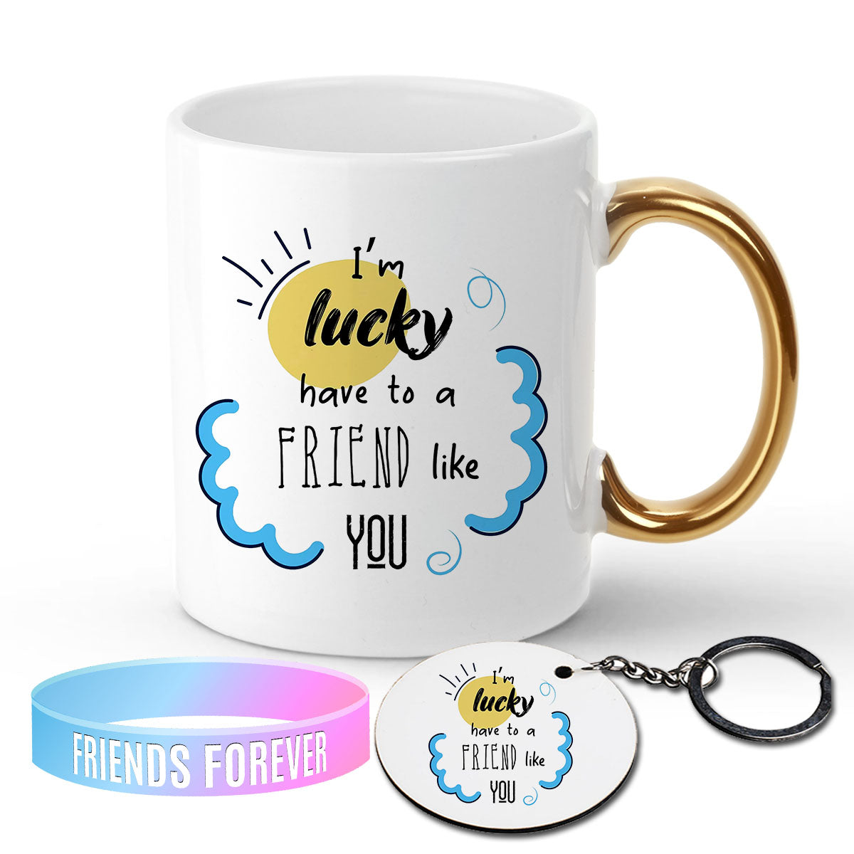 Chillaao Life Is Better With True Friends Golden Handle Mug