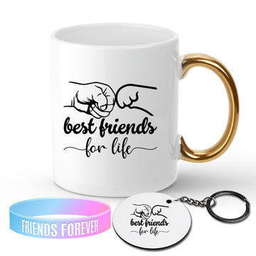 Chillaao Best Friends For life Golden Handle Mug