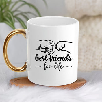 Chillaao Best Friends For life Golden Handle Mug