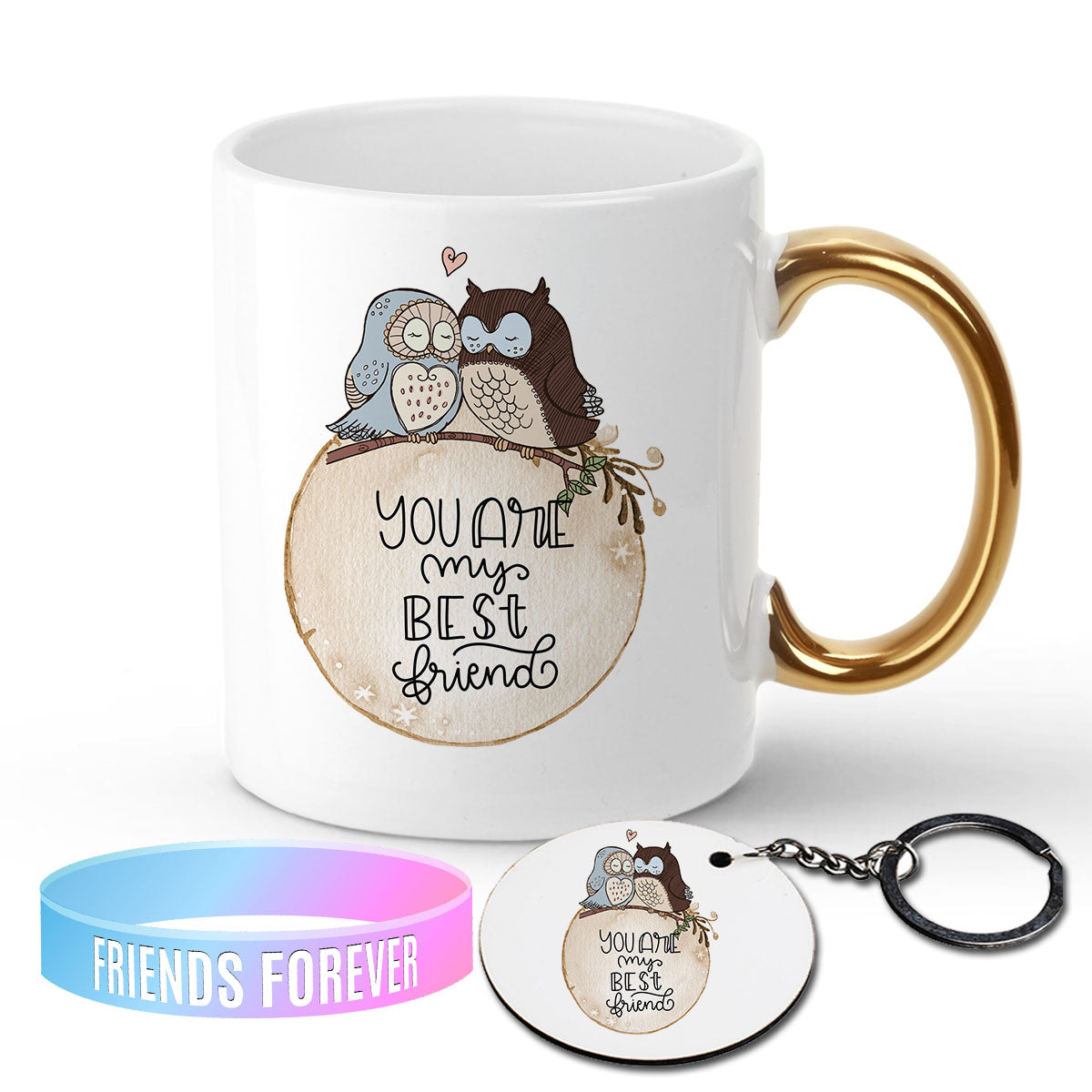 Chillaao You Are My Friend Golden Handle Mug