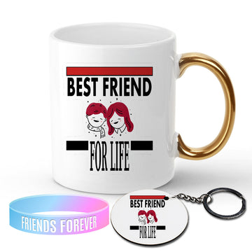 Chillaao Best Friend For Life Golden Handle Mug