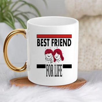 Chillaao Best Friend For Life Golden Handle Mug