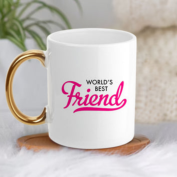 Chillaao World Best Friend Golden Handle Mug