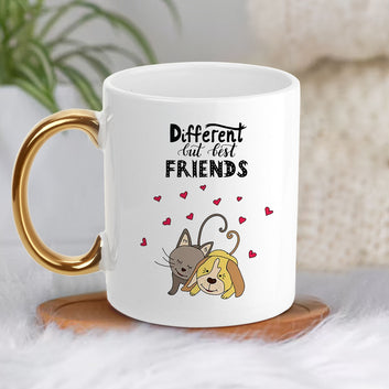 Chillaao Different but friends Golden Handle Mug