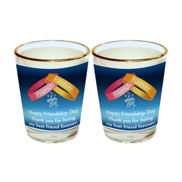 Chillaao Happy Friendship Day Gold Rim Shot Glass