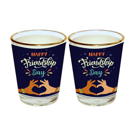 Chillaao Happy Friendship Day Gold Rim Shot Glass