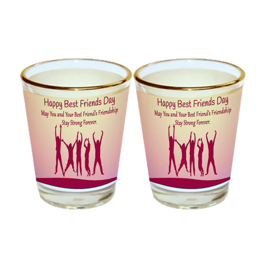 Chillaao Happy Best Friends Day Gold Rim Shot Glass