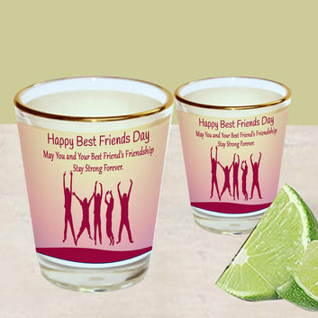 Chillaao Happy Best Friends Day Gold Rim Shot Glass